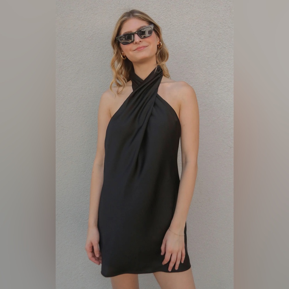 Brochu Walker Vega Faux Leather Metallic Dress Nwot